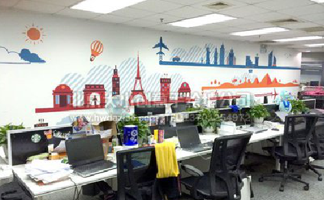 福清教你设计办公室墙绘的方法。